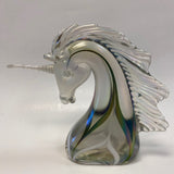 Unicorn Shaped Figurine Iridescent Hand Blown Art Glass