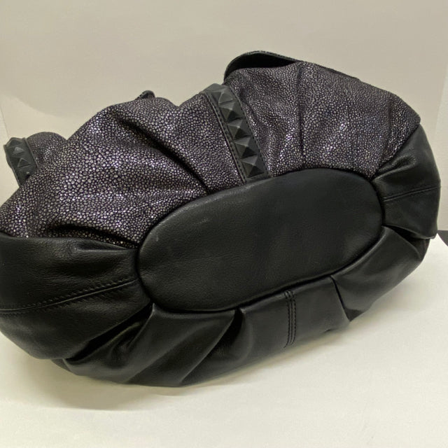 B Makowsky Metallic Silver Pewter Soft Leather Shoulder Hand Bag Purse Tote  | eBay