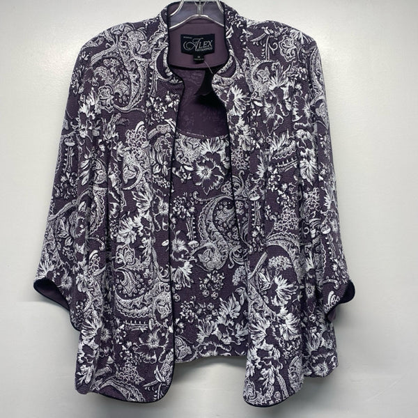 Alex Evenings Women's Size 1X Purple-Multicolor Pattern 2 Piece Jacket