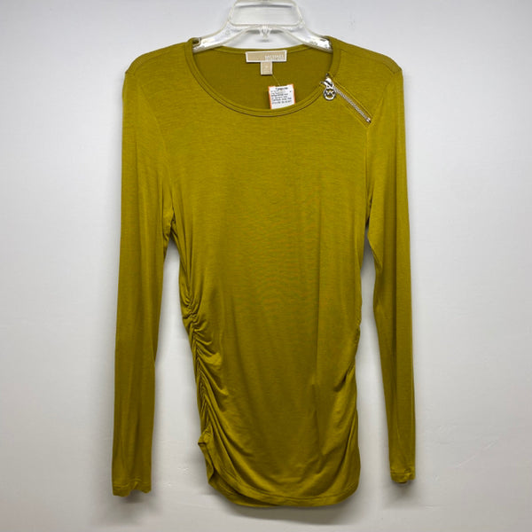 Michael Michael Kors Women's Size S Chartreuse Solid Jersey Long Sleeve Top