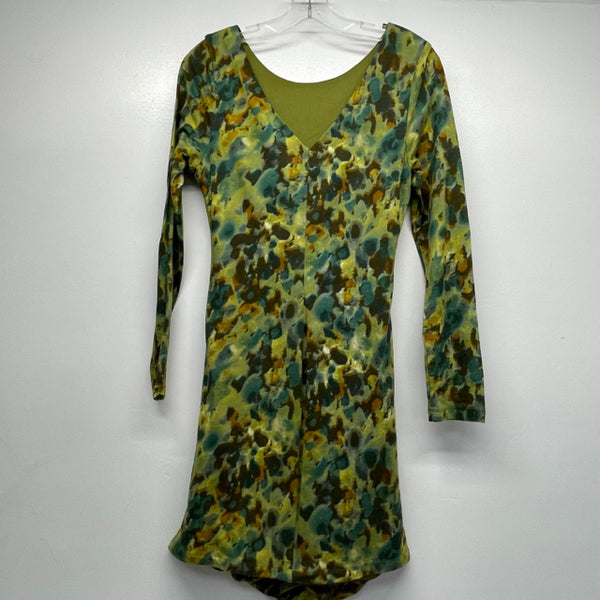 Allen Schwartz Prive Size M Women's Green Pattern Long Sleeve Dress