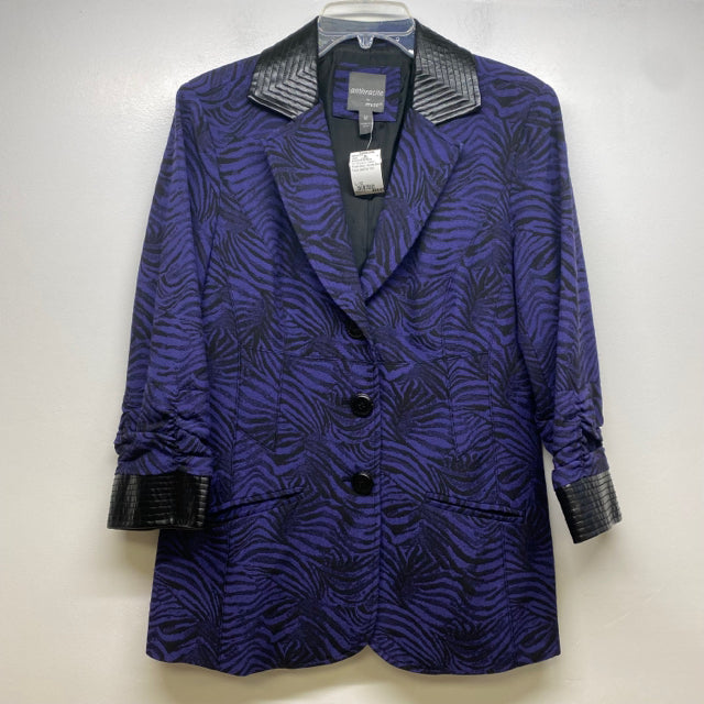 Anthracite by Muse Women's Size L-12 Purple-Black Pattern Button Down Jacket