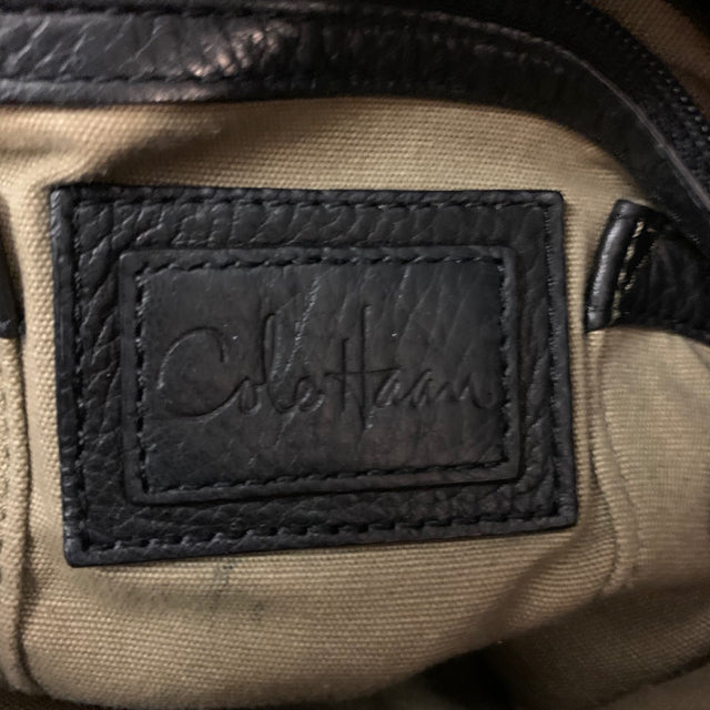 Cole Haan Black Leather Pebbled Satchel Handbag