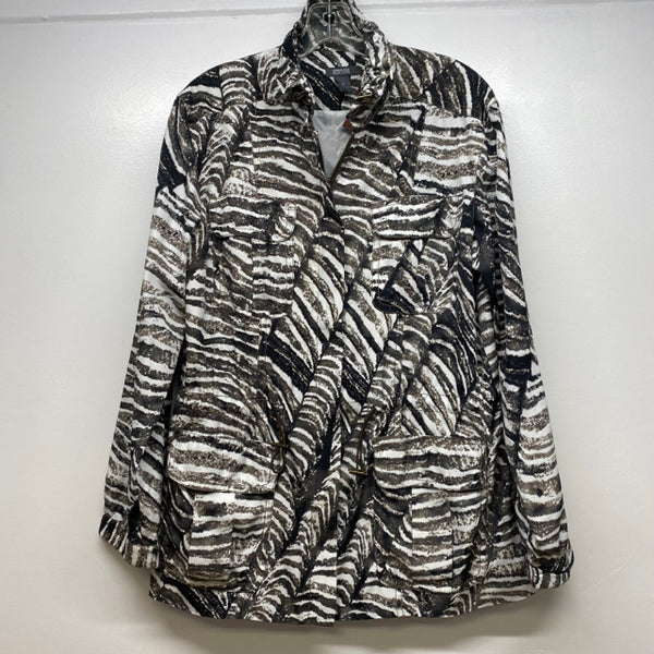 Kenneth Cole Reaction Women's Size S Black-White Animal Print Zip Up Jacket