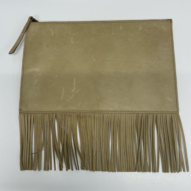 Madewell Camel Distressed Fringed Clutch