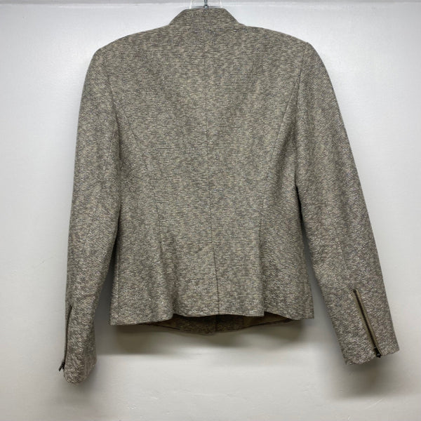 Classiques Entier Women's Size XS Tan-Silver Tweed Button Down Jacket