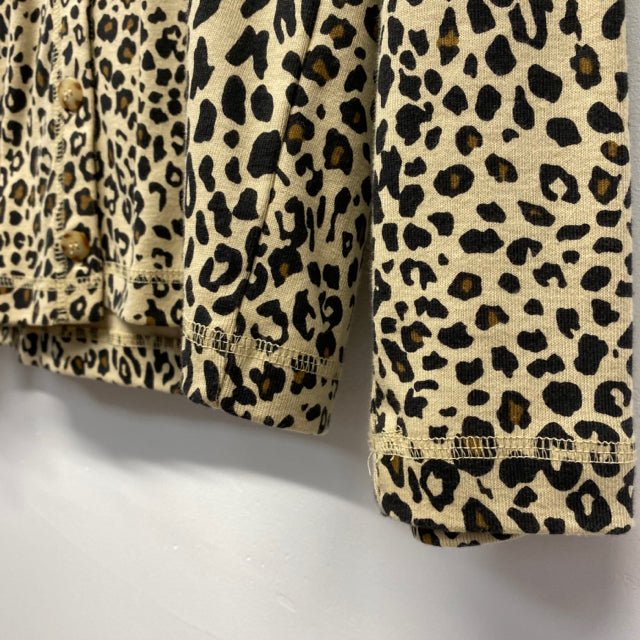 Liz Claiborne Size S Women's Tan-Black Animal Print Button Up Sweater