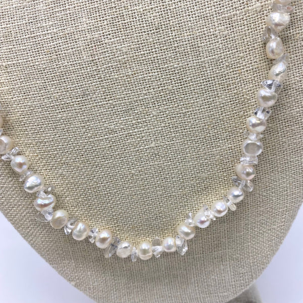 Pearl and Crystal Strand  Necklace