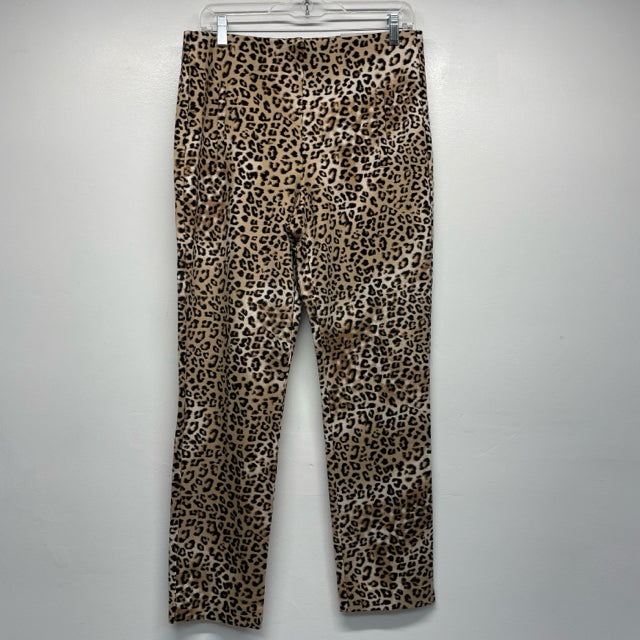 Chico's Size 6 Women's Brown-Multi Animal Print Slim Leg Ankle Pull On Pants