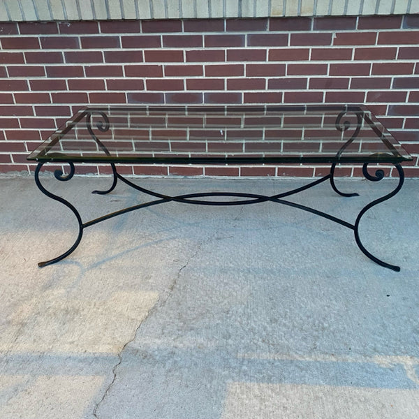 Black-Clear Wrought Iron Coffee Table