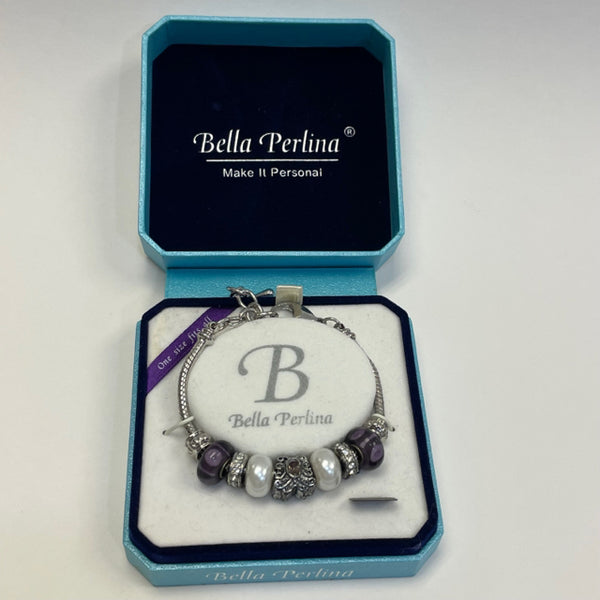 Bella Perlina Silver-Purple Pearl Bracelet