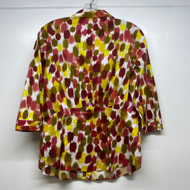 Lafayette 148 Size 6-S Women's Red-Multi Pattern Button Up Shirt