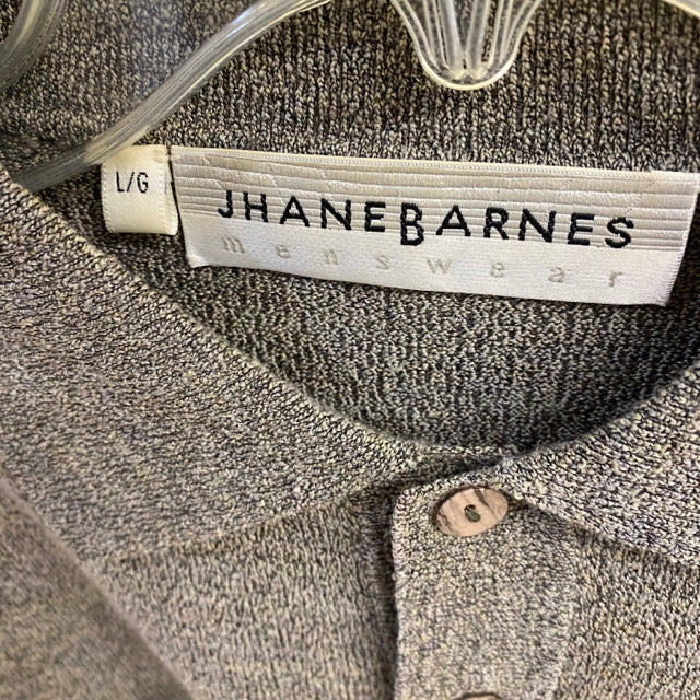 Jhane Barnes Taupe Size L Knit Wool Blend Tweed Men's Men's Long Sleeve Shirt