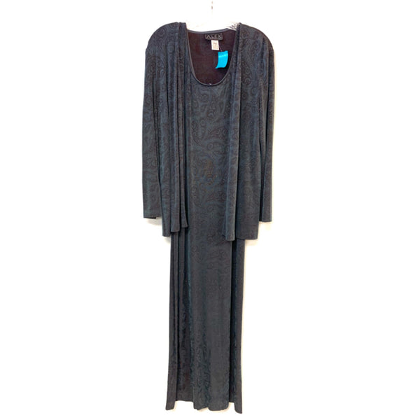 Alex Evenings Size M Blue-Taupe Pattern Sleeveless Dress Set