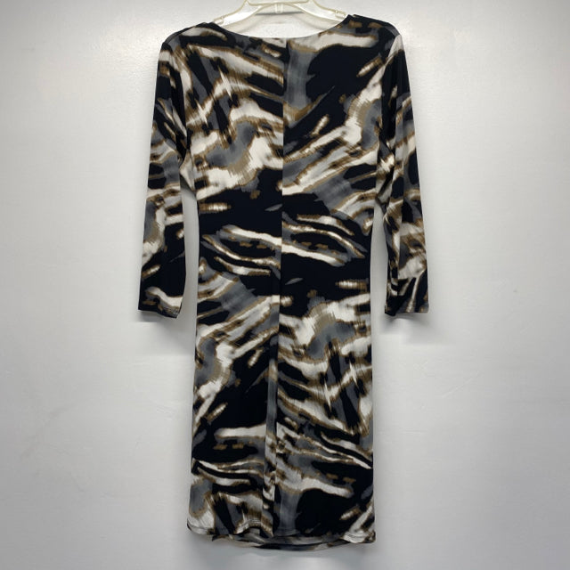 Calvin Klein Size M Women's Black-Multi Pattern Faux Wrap Dress – Treasures  Upscale Consignment