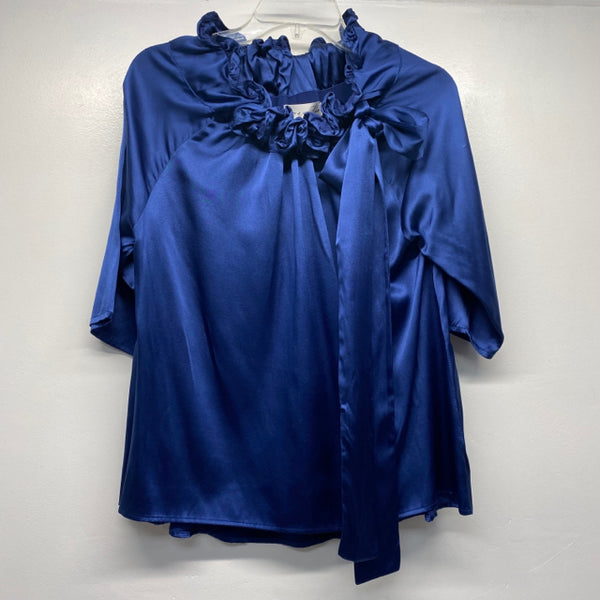 Never a Wallflower Size M Women's Blue Solid 3/4 Sleeve Blouse