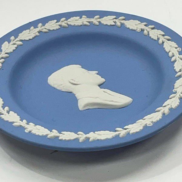 Wedgewood Blue Jasper-White Trinket Dish with John F. Kennedy Bust Relief