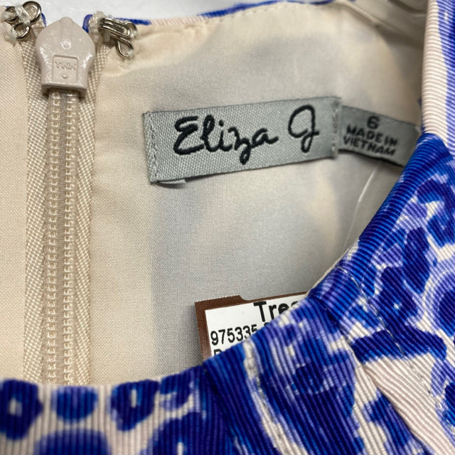 Eliza J Size 6- S Women's Blue-White Pattern A Line Dress