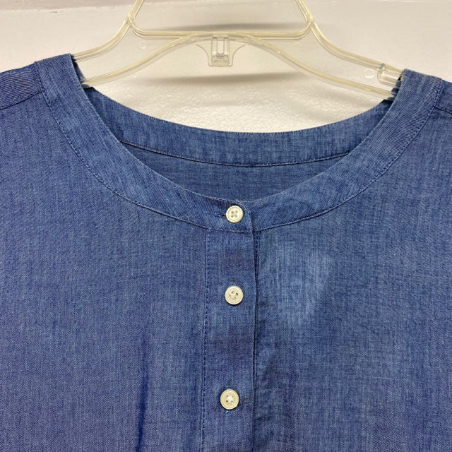 Loft Size S Women's Blue Solid Button Up Blouse