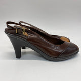 Nurture Size 7 Women's Brown Color Block Slingback Sandals