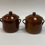 Brown Stoneware Sugar Bowl with Lid