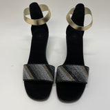 Pusa Women's Size 11 Black-Multi Textured Strappy Sandals