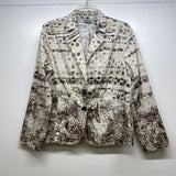 Chico's Women's Size 0-S White-Brown Pattern Button Up Jacket