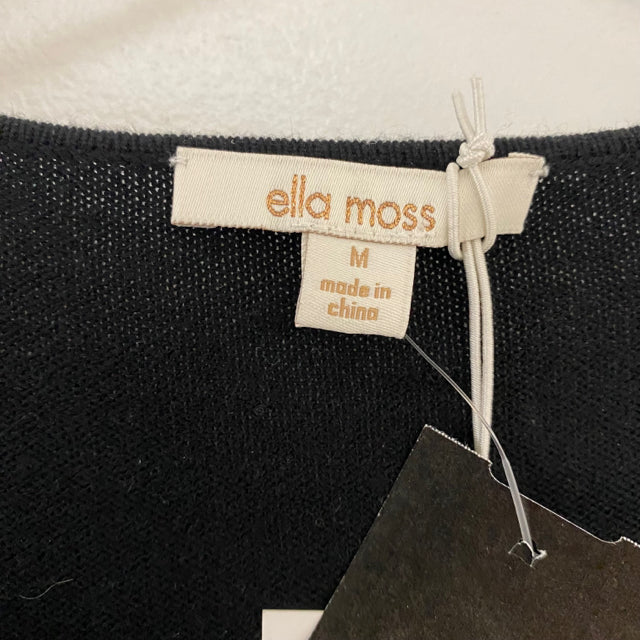 Ella Moss Size M Women's Black Fringe Long Sleeve Top