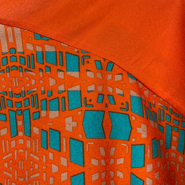 Collective Concepts Women's Size S Orange-Multi Geometric Short Sleeve Top