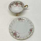 Ucagco White-Multicolor Fine China Footed Cup and Saucer