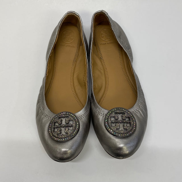 Tory Burch Size 7.5 Women s Silver Solid Ballet Flats Shoes