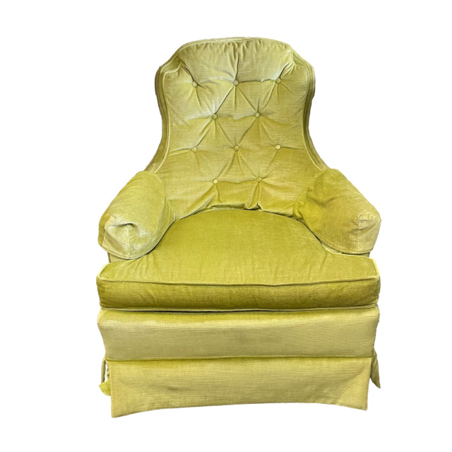 High Back Lime Velvet Chair