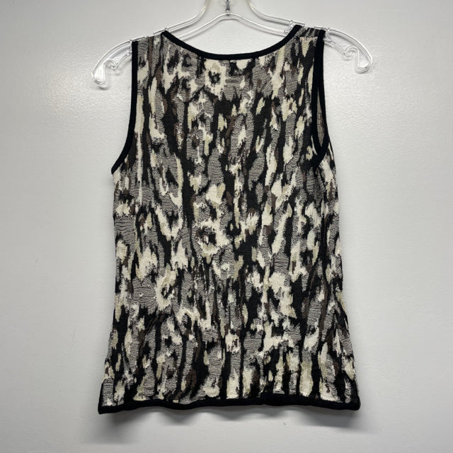 St. John Size S Women's Black-Multi Pattern Shell Sleeveless Top