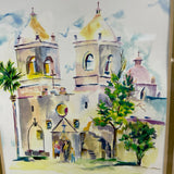 Mission de La Concepcion San Antonio Texas. Signed watercolor painting