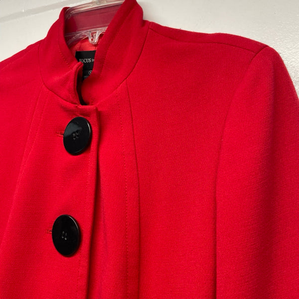 Focus 2000 Women's Size 8-M Red Solid Button Up Coat