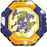 Purple-Yellow Octagon Pottery Platter- Grapes - Treasures Upscale Consignment