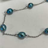 Honora Collection Blue Pearl Necklace on Silver Chain