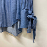 Loft Size S Women's Blue Solid Button Up Blouse