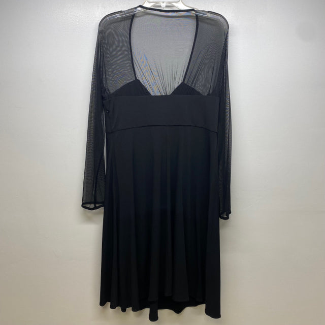 Donna Ricco Size 14-XL Women's Black Solid Long Sleeve Dress