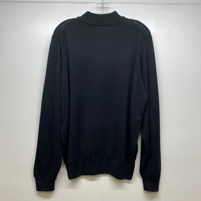 Nordstrom Men's Size L Black Knit Extra Fine Merico Wool Solid Men's Sweater