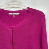 Trina Turk Size L Women's Solid Pink Button Down Sweater