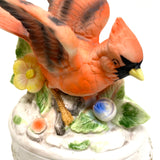 J.E. Price Porcelain Music Box - Cardinal Figurine on White Base