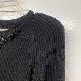 Loft Size M Women's Black Solid Crew Neck Sweater