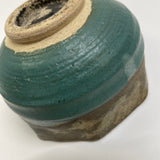 Teal-Brown Pottery Ikebana Vase