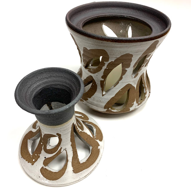 Brown Pottery Candleholder(s)