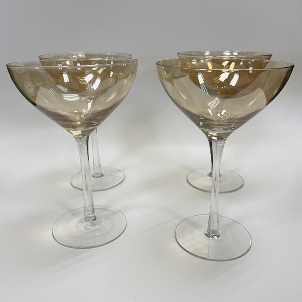Iridescent Gold Stemmed Martini Glasses - Set of 4