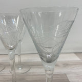 Set of 8 Clear Round Glass Dishes and Wine Glasses