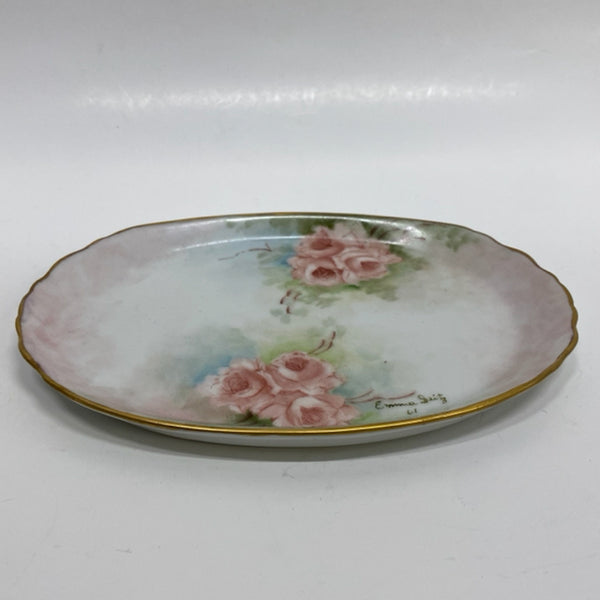 Limoge Oval Plate Floral Handpainted by Emma Seitz