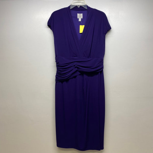 Suzi Chin Maggy Boutique Women's Size XL-14 Purple Solid Short Sleeves Dress