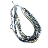 Silpada Necklace silver-black beads 5 strand
